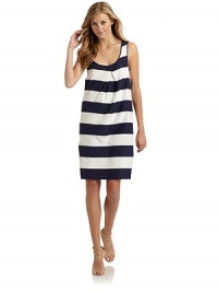 THE LOOKAllover stripe printFront inverted pleatSide zip closure with hook-and-eye closureCrisscross back strapsTHE FITAbout 30 from shoulder to hemTHE MATERIAL60% cotton/40% silkCARE & ORIGINDry cleanImportedModel shown is 5'10 (177cm) wearing US size 4. THE LOOKAllover stripe printFront inverted pleatSide zip closure with hook-and-eye closureCrisscross back strapsTHE FITAbout 30 from shoulder to hemTHE MATERIAL60% cotton/40% silkCARE & ORIGINDry cleanImportedModel shown is 5'10 (177cm) wearing US size 4.