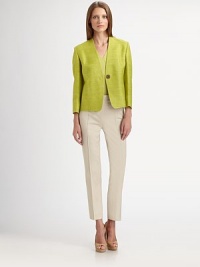 Crisply tailored in a cropped silhouette, for an ultra-flattering fit.Self waistbandSide slash pocketsFront creasesConcealed side zipFully linedInseam, about 27Cotton/elastaneDry cleanImported of Swiss fabricModel shown is 5'10 (177cm) wearing US size 4. Crisply tailored in a cropped silhouette, for an ultra-flattering fit.Self waistbandSide slash pocketsFront creasesConcealed side zipFully linedInseam, about 27Cotton/elastaneDry cleanImported of Swiss fabricModel shown is 5'10 (177cm) wearing US size 4.