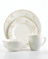 Give every meal the relaxed feel of a seaside retreat with the delightfully rustic Hampton set from Thomson Pottery's collection of dinnerware and dishes. Embossed shells and starfish dusted in sandy bronze swim in a sea of creamy white. A must-have for beach homes.