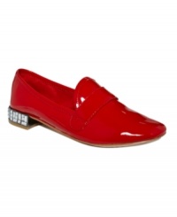 Exceptional sparkle and shine. The Milton flats by Boutique 9 feature a shiny patent leather upper and sparkling jewel-embellished heel. Exceptional sparkle and shine. The Milton flats by Boutique 9 feature a shiny patent leather upper and sparkling jewel-embellished heel.