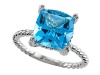 Genuine Blue Topaz Ring by Effy Collection® in 14 kt White Gold Size 6.5