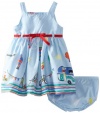 Blueberi Boulevard Baby-girls Newborn Hot Air Balloon Scene Sundress, Blue, 6-9 Months