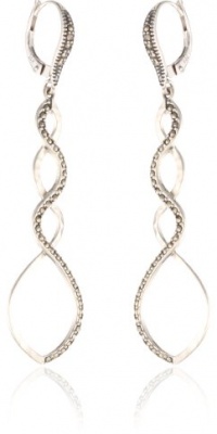 Judith Jack Turq Matrix Sterling Silver and Swarovski Marcasite Open Loop Drop Earrings