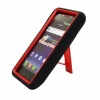 BLACK/RED Armor 3 IN 1 High Impact Combo Hard Soft Gel Case Stand For LG Lucid VS840 (Verizon)