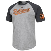 MLB Baltimore Orioles Big Leaguer Fashion Crew Neck Ringer T-Shirt, Steel Heather/Charcoal Heather MLB Baltimore Orioles Big Leaguer Fashion Crew Neck Ringer T-Shirt, Steel Heather/Charcoal Heather