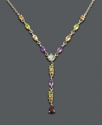 Let your playful side shine in a myriad of colors! Victoria Townsend's y-shaped necklace highlights marquise, pear, and round-cut garnet (3/8 ct. t.w.), amethyst (3/4 ct. t.w.), citrine (7/8 ct. t.w.), peridot (3/4 ct. t.w.) and blue topaz (3/8 ct. t.w.). Crafted in 18k gold over sterling silver with sparkling diamond accents. Approximate length: 17 inches. Approximate drop: 1-1/2 inches. Let your playful side shine in a myriad of colors! Victoria Townsend's y-shaped necklace highlights marquise, pear, and round-cut garnet (3/8 ct. t.w.), amethyst (3/4 ct. t.w.), citrine (7/8 ct. t.w.), peridot (3/4 ct. t.w.) and blue topaz (3/8 ct. t.w.). Crafted in 18k gold over sterling silver with sparkling diamond accents. Approximate length: 17 inches. Approximate drop: 1-1/2 inches.