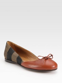 Burnished leather backed by soft, logo-printed canvas, finished with a dainty bow. Leather and canvas upperLeather lining and solePadded insoleMade in Italy Burnished leather backed by soft, logo-printed canvas, finished with a dainty bow. Leather and canvas upperLeather lining and solePadded insoleMade in Italy
