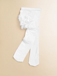 Opaque stretch tights, adorned with adorable eyelet ruffles on the seat.Elastic waistband91% nylon/9% spandex Machine washImported Opaque stretch tights, adorned with adorable eyelet ruffles on the seat.Elastic waistband91% nylon/9% spandex Machine washImported