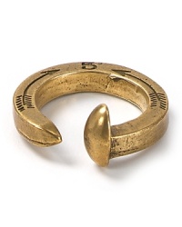 Slip on this this railroad-spike brass ring for a rock-chic look with a bold point of view.