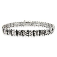 Sterling Silver Black Diamond Accent S Pattern Tennis Bracelet Sterling Silver Black Diamond Accent S Pattern Tennis Bracelet