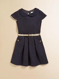 An instant classic, this wool blend frock is sophisticated and stylish with Peter Pan collar, cap sleeves and pleated skirt.Peter Pan collarShort cap sleevesBack keyhole buttonInvisible side zipperSlash side pocketsPleated skirtFully lined60% wool/40% polyesterDry cleanImported An instant classic, this wool blend frock is sophisticated and stylish with Peter Pan collar, cap sleeves and pleated skirt.Peter Pan collarShort cap sleevesBack keyhole buttonInvisible side zipperSlash side pocketsPleated skirtFully lined60% wool/40% polyesterDry cleanImported