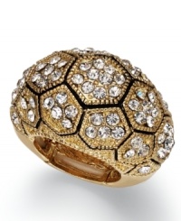 This golden dome ring from INC International Concepts exudes charm with glass stone accents over a hexagonal design. Crafted from gold tone mixed metal. Ring adjusts to finger. This golden dome ring from INC International Concepts exudes charm with glass stone accents over a hexagonal design. Crafted from gold tone mixed metal. Ring adjusts to finger.
