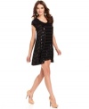 Allover sequin stripes add high shine to this RACHEL Rachel Roy dress for chic LBD style!