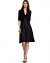 Three Dots Red Women's Cowl Neck Dress With Silk Panel, Black/Black, Medium