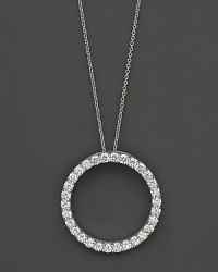 From the Tiny Treasures collection, a large, diamond circle necklace; with signature ruby accent. Designed by Roberto Coin. From the Tiny Treasures collection, a large, diamond circle necklace; with signature ruby accent. Designed by Roberto Coin.