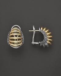 Sterling silver and 18K yellow gold earrings from the Lagos Interlude Collection. Sterling silver and 18K yellow gold earrings from the Lagos Interlude Collection.