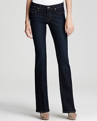 An ultra-dark wash makes this bootcut pair from Paige Denim the perfect pick for day-to-night wear. An ultra-dark wash makes this bootcut pair from Paige Denim the perfect pick for day-to-night wear.