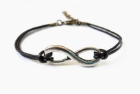 Black Ropes Steampunk Bracelet Antique Silver Karma Bracelet,infinity Wish Bracelet Adjustable Bracelet S-8 Black Ropes Steampunk Bracelet Antique Silver Karma Bracelet,infinity Wish Bracelet Adjustable Bracelet S-8