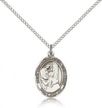 Genuine IceCarats Designer Jewelry Gift Sterling Silver St. Elizabeth Of The Visitation Pe 3/4 X 1/2 Inch With 18 Inch Sterling Silver Lite Curb Chain. Made In Usa.