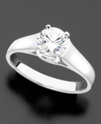 Melt her heart with stunning sparkle: a round-cut diamond solitaire (1 ct. t.w.) set in platinum makes for ring perfection. Melt her heart with stunning sparkle: a round-cut diamond solitaire (1 ct. t.w.) set in platinum makes for ring perfection.
