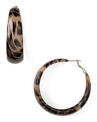 Take your jewelry box in a wild direction with Kenneth Jay Lane's hoop earrings. In a ladylike leopard-print, this pair gets spotted with an all-black palette and heels. Take your jewelry box in a wild direction with Kenneth Jay Lane's hoop earrings. In a ladylike leopard-print, this pair gets spotted with an all-black palette and heels.