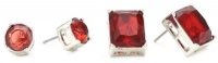 Nine West BLING IT ON Silver-Tone Double Red Stone Stud Earrings Set Nine West BLING IT ON Silver-Tone Double Red Stone Stud Earrings Set
