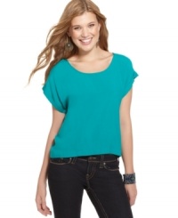 Doll up your jeans with this color-rich top from Fire – an easy way to add kick to an everyday ensemble! Doll up your jeans with this color-rich top from Fire – an easy way to add kick to an everyday ensemble!