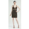 Sue Wong Womens Size 0-14 Chocolate Beaded Sleeveless Cocktail Dress