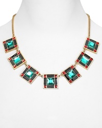 It's hip to be square: this kate spade new york necklace makes a geometric statement, crafted of gold plated metal with oh so angular stone detailing. It's hip to be square: this kate spade new york necklace makes a geometric statement, crafted of gold plated metal with oh so angular stone detailing.