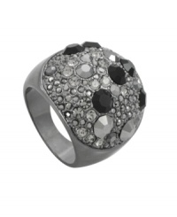 Stylishly shaped. A dramatic dome silhouette defines this chic cocktail ring from City by City. Embellished with glittering marcasite and clear crystal accents, it's set in hematite tone mixed metal. Sizes 5, 6, 7, 8 and 9. Stylishly shaped. A dramatic dome silhouette defines this chic cocktail ring from City by City. Embellished with glittering marcasite and clear crystal accents, it's set in hematite tone mixed metal. Sizes 5, 6, 7, 8 and 9.