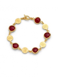 THE LOOKFive faceted 12mm ruby quartz stonesGold vermeil logo-embossed disc stationsToggle closureTHE FITLength, about 7THE MATERIALRuby quartz22k goldplated sterling silverORIGINImported