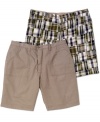 On the flip side. With plaid on one side and solid on the other, these reversible shorts from Geoffrey Beene make styling your outfit as easy as turning them inside-out.
