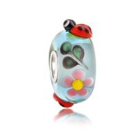 Valentines Day Bling Jewelry Silver Spring Lady Bug Flower Blue Murano Glass Bead Fits Pandora Valentines Day Bling Jewelry Silver Spring Lady Bug Flower Blue Murano Glass Bead Fits Pandora