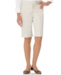 The long twill walking shorts dress up with a crisp classic shirt and polished loafers, by Jones New York Signature.