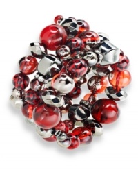 Style&co.'s chic stretch bracelet is bedecked with red and hematite glass stones. Crafted in hematite tone mixed metal. Approximate length: 3 inches. Style&co.'s chic stretch bracelet is bedecked with red and hematite glass stones. Crafted in hematite tone mixed metal. Approximate length: 3 inches.