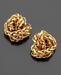 Pile on the style with these woven goldtone stud earrings by Lauren Ralph Lauren. Pile on the style with these woven goldtone stud earrings by Lauren Ralph Lauren.