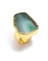 THE LOOKAbstract silhouetteGreen fire agate detail14k goldplated settingTHE MEASUREMENTLength, about 1ORIGINMade in USA