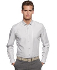 Class up your woven style with this slim-fit shirt from Calvin Klein. Class up your woven style with this slim-fit shirt from Calvin Klein.