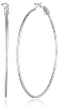Sterling Silver 2x60 Diamond-Cut Clicktop Hoop Earrings
