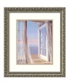 Like a breath of fresh air, Carol Saxe's Sea Breeze I print brings quiet calm to any room. An open window invites the sound of the surf and warmth of the sun inside. Ornate detail and a pewter patina give the frame an elegant sensibility.