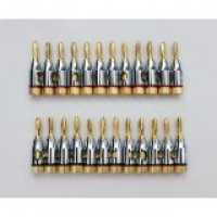 24k Gold Connector Banana Plugs, Open Screw Type 24 Pack (12 Red, 12 Black)