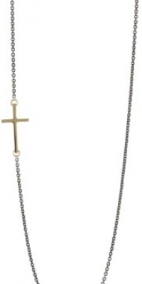 Mizuki 14k Side Cross Necklace On Sterling Silver Chain, 16 Mizuki 14k Side Cross Necklace On Sterling Silver Chain, 16