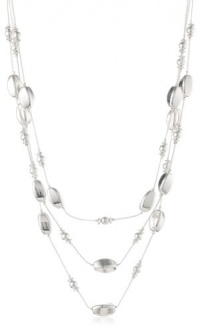 Kenneth Cole New York Shiny Metals Shiny Silver Geometric Bead Illusion Necklace, 23
