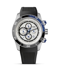 A watch for the modern sportsman, this HUGO BOSS style features an exclusive 4-counter ultra-sport look with alarm, 1/5th seconds chronograph precision, tachymeter indicator and grid-textured dial with blue accents. A watch for the modern sportsman, this HUGO BOSS style features an exclusive 4-counter ultra-sport look with alarm, 1/5th seconds chronograph precision, tachymeter indicator and grid-textured dial with blue accents.