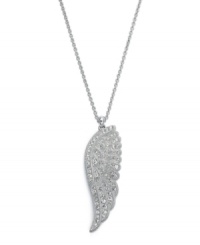 Take your look to new heights with this charming wing pendant. Eliot Danori's sparkling style features pave-set crystals in a rhodium-plated mixed metal setting. Approximate length: 16 inches + 2-inch extender. Approximate drop: 1-1/2 inches. Take your look to new heights with this charming wing pendant. Eliot Danori's sparkling style features pave-set crystals in a rhodium-plated mixed metal setting. Approximate length: 16 inches + 2-inch extender. Approximate drop: 1-1/2 inches.