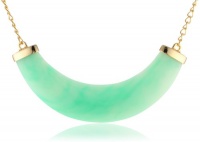 Kenneth Jay Lane Polished Gold and Jade Bib Necklace