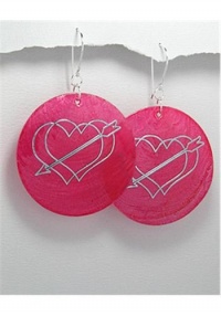 Dyed shell earrings decorated with a heart design In Sterling Silver Earrings Dyed shell earrings decorated with a heart design In Sterling Silver Earrings