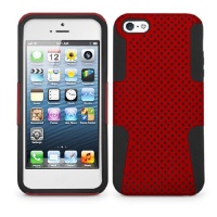 Fosmon HYBO Series Mesh Design Hybrid Case for Apple iPhone 5 - Red - Black