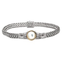 925 Silver & Mabe Pearl Bracelet with 18k Gold Accents- 7.5 IN 925 Silver & Mabe Pearl Bracelet with 18k Gold Accents- 7.5 IN