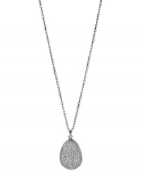 Fossil's pendant makes a stunning statement. Crafted from silver-tone stainless steel, it also features sparkling accents for a lustrous touch. Length: 18 inches + 2-inch extender. Approximate drop: 1 inch. Fossil's pendant makes a stunning statement. Crafted from silver-tone stainless steel, it also features sparkling accents for a lustrous touch. Length: 18 inches + 2-inch extender. Approximate drop: 1 inch.